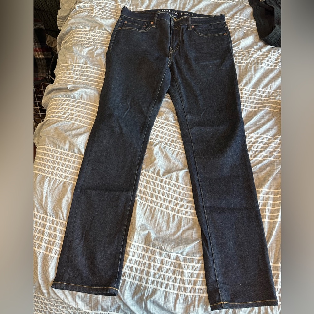 Men’s American Eagle Next Level Flex Skinny Denim Jeans Dark Rinse | Size 32x30